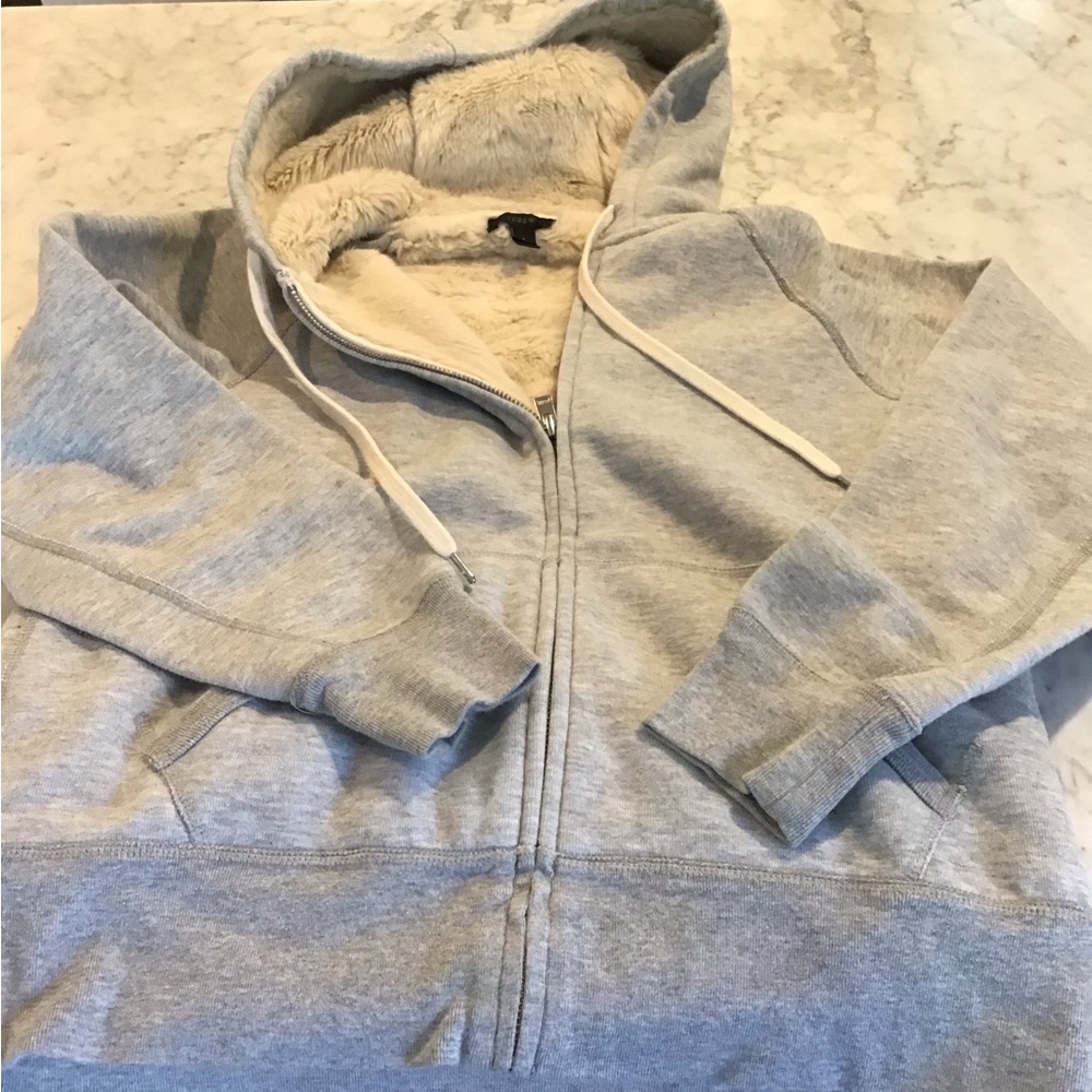 Faux fur lined hoodie J.crew